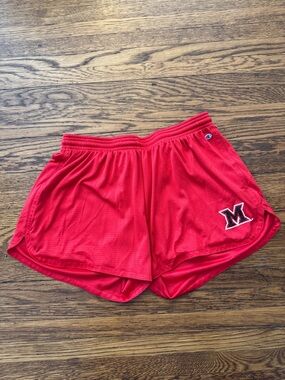 MIAMI UNIVERSITY (REDHAWKS) Champion Women's Red Athletic Mesh Shorts